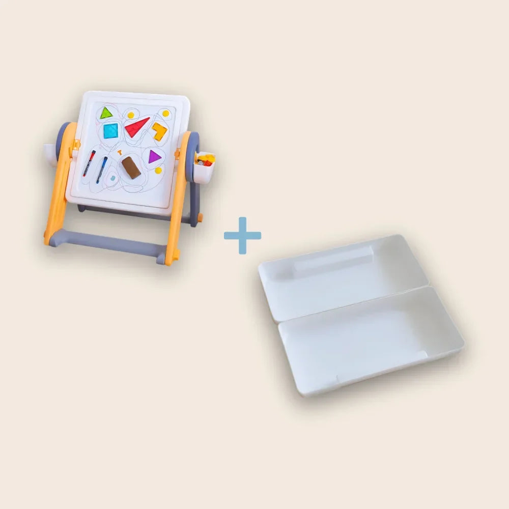 FlexDesk | 6-in-1 Multi Feature Study Table and Chair For Kids - Combo: FlexDesk + Sensory Play Bin