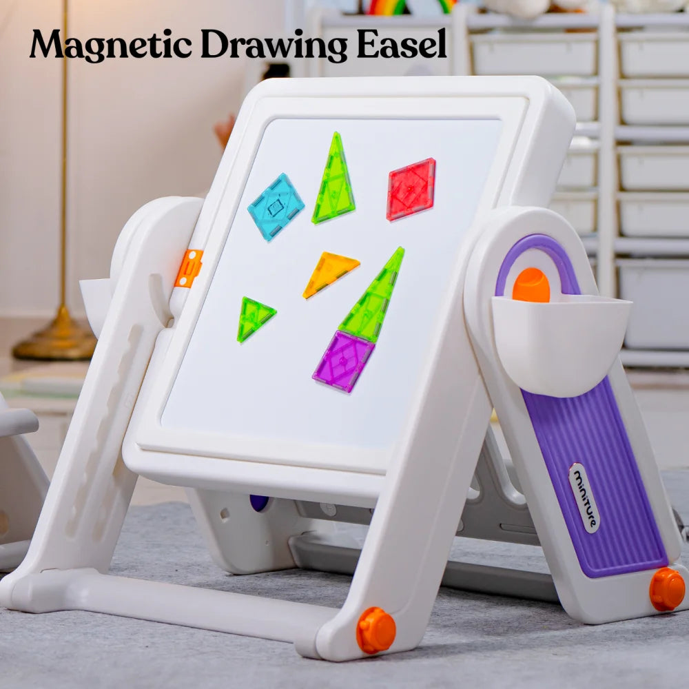 FlexDesk with Bookshelf | 7-in-1 Multi Feature Study Table and Chair For Kids