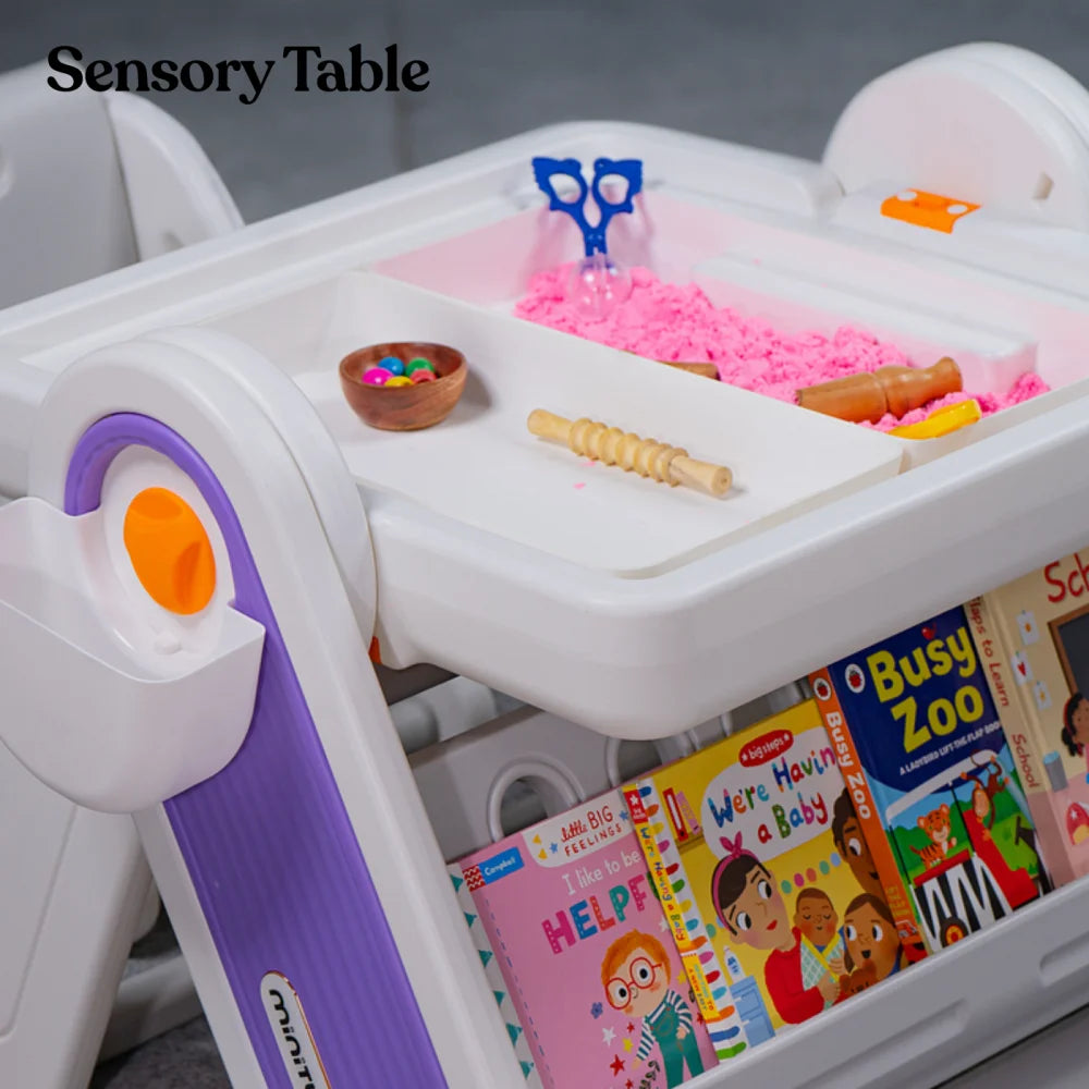 FlexDesk with Bookshelf | 7-in-1 Multi Feature Study Table and Chair For Kids