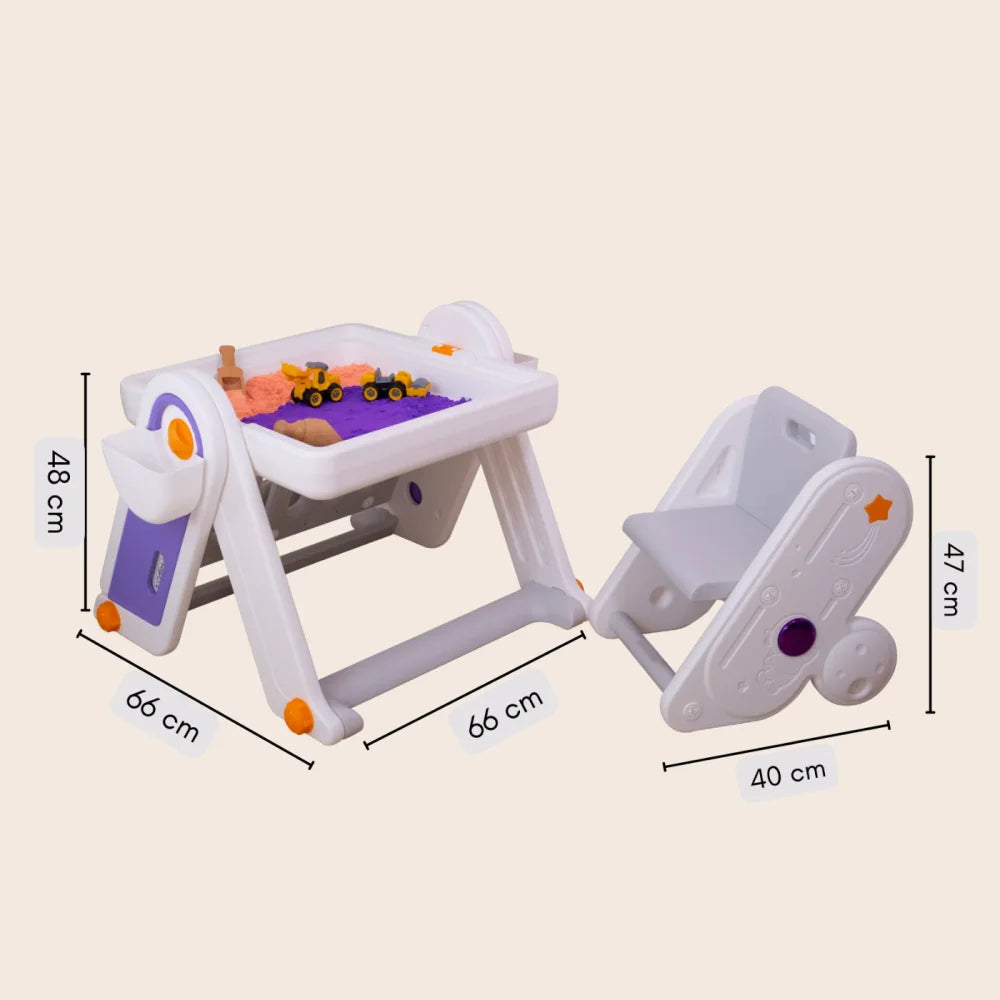 FlexDesk with Bookshelf | 7-in-1 Multi Feature Study Table and Chair For Kids
