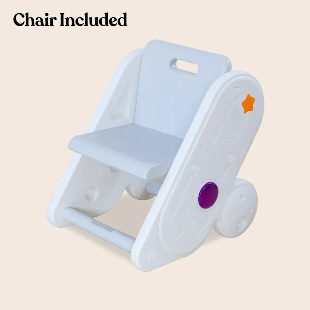 FlexDesk with Bookshelf | 7-in-1 Multi Feature Study Table and Chair For Kids