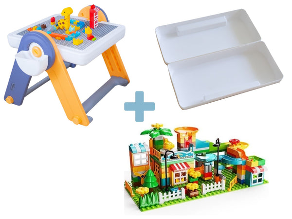 Combo 1: FlexDesk + Sensory Play Bin + Building Blocks