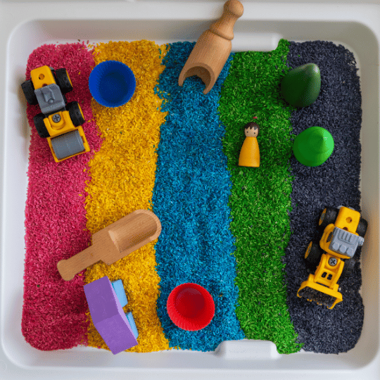 Rainbow Rice (1 kg) | Colourful Sensory Bin Grains Play Toy for Kids