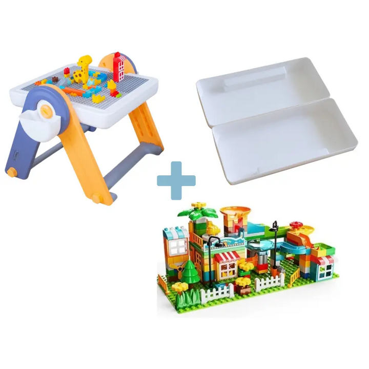 Combo 1: FlexDesk + Sensory Play Bin + Building Blocks