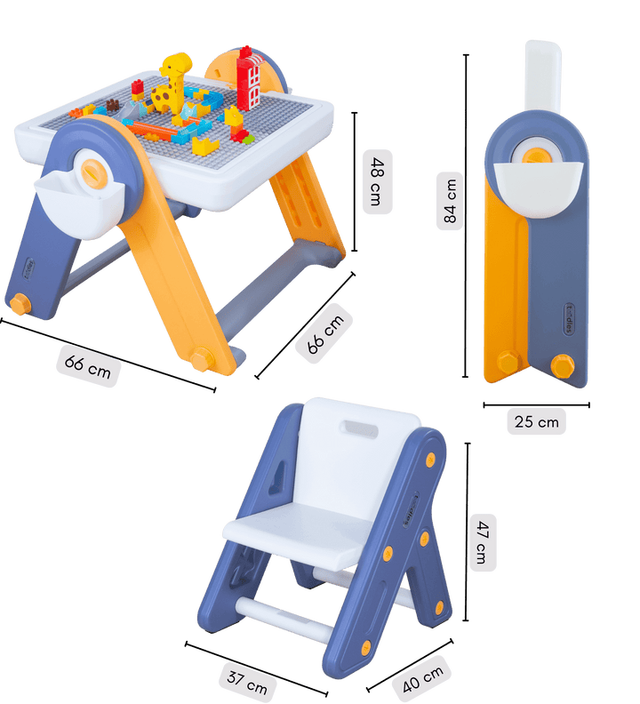 Dimensions for 6-in-1 Combo Flex-desk and chair | Miniture