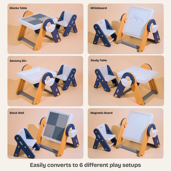 FlexDesk | 6-in-1 Multi Feature Study Table and Chair For Kids