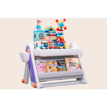 FlexDesk with Bookshelf | 7-in-1 Multi Feature Study Table and Chair For Kids