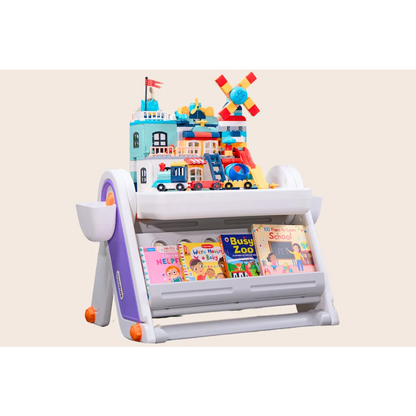 FlexDesk with Bookshelf | 7-in-1 Multi Feature Study Table and Chair For Kids