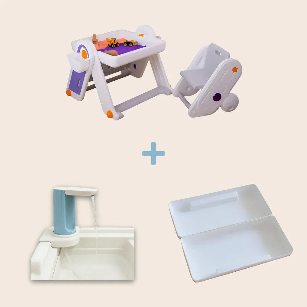 FlexDesk with Bookshelf | 7-in-1 Multi Feature Study Table and Chair For Kids - Combo: FlexDesk with Bookshelf