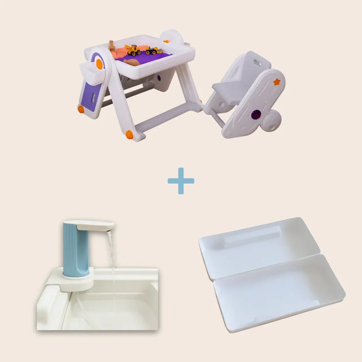 FlexDesk with Bookshelf | 7-in-1 Multi Feature Study Table and Chair For Kids - Combo: FlexDesk with Bookshelf