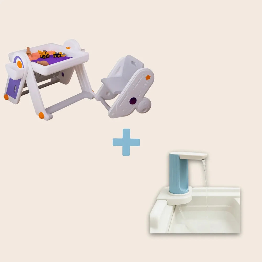 FlexDesk with Bookshelf | 7-in-1 Multi Feature Study Table and Chair For Kids - Combo: FlexDesk with Bookshelf + MiniFlo