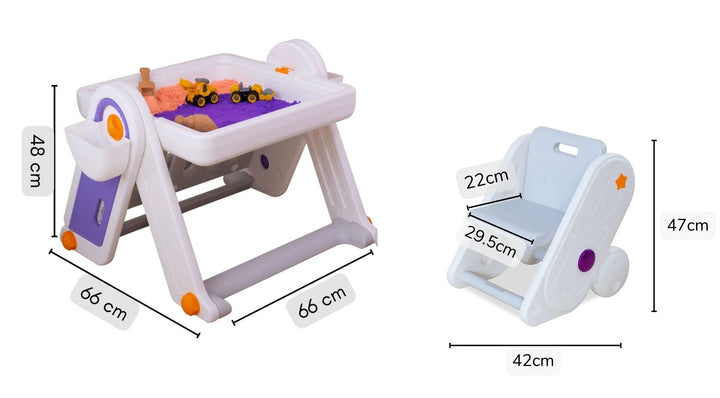 FlexDesk with Bookshelf | 7-in-1 Multi Feature Study Table and Chair For Kids