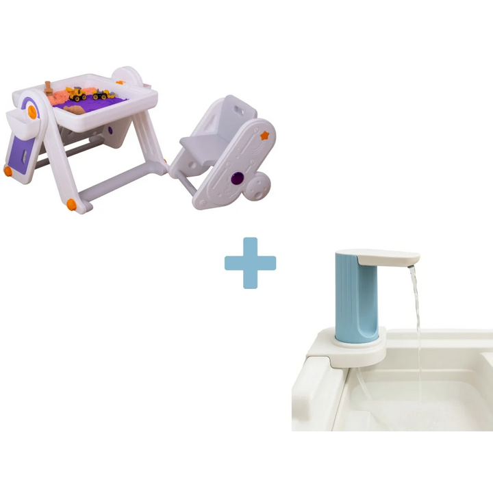 FlexDesk with Bookshelf | 7-in-1 Multi Feature Study Table and Chair For Kids - Combo: FlexDesk with Bookshelf + MiniFlo