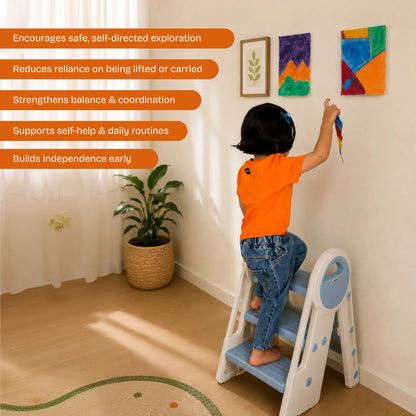 HOPI - Stepping Ladder 2 Step To 3 Step Convertible and Foldable Step Stool For Kids
