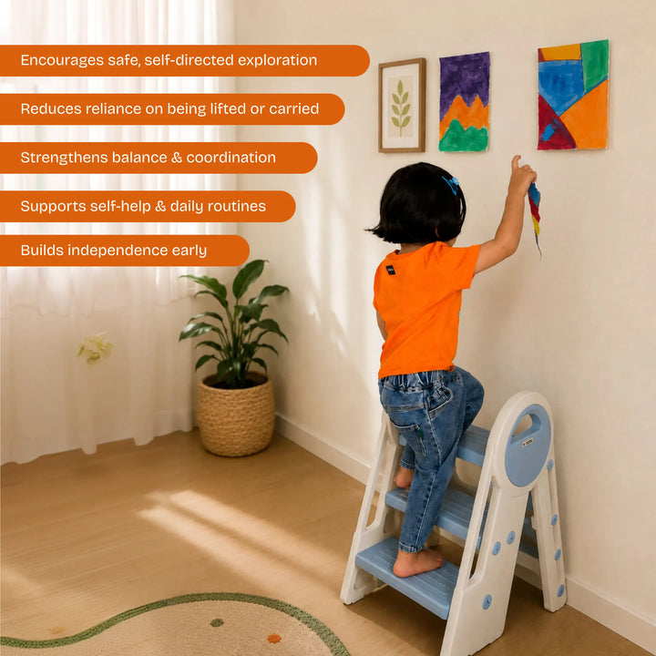 HOPI - Stepping Ladder 2 Step To 3 Step Convertible and Foldable Step Stool For Kids