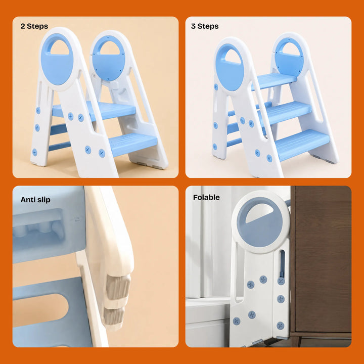 HOPI - Stepping Ladder 2 Step To 3 Step Convertible and Foldable Step Stool For Kids