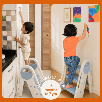 HOPI - Stepping Ladder 2 Step To 3 Step Convertible and Foldable Step Stool For Kids