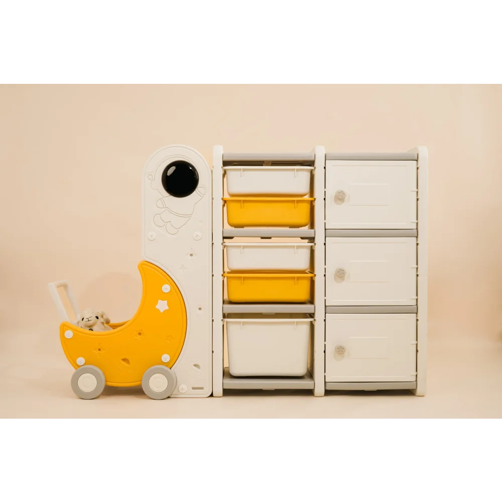 MODO - Space Contour Kids Storage Cabinet - 1 Tray Storage + 1 Cabinet / With Pushcart
