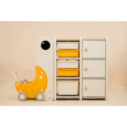 MODO - Space Contour Kids Storage Cabinet - 1 Tray Storage + 1 Cabinet / With Pushcart