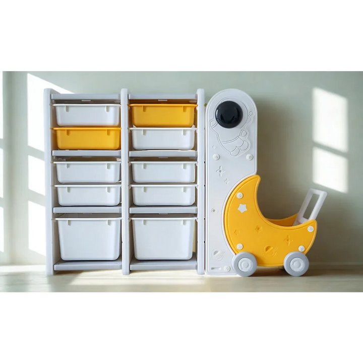 Space Contour Kids Toy Storage Cabinet - 2 Tray Storage / With Pushcart