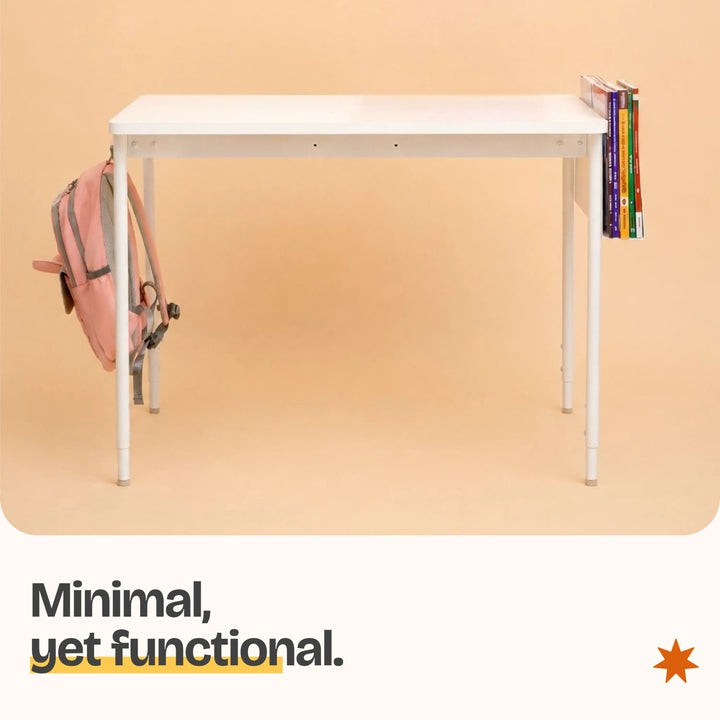 NexDesk height adjustable study table for kids in white and orange