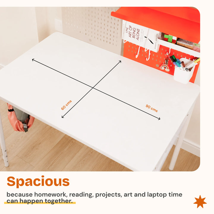 NexDesk 90x60cm study table top with books laptop and stationery