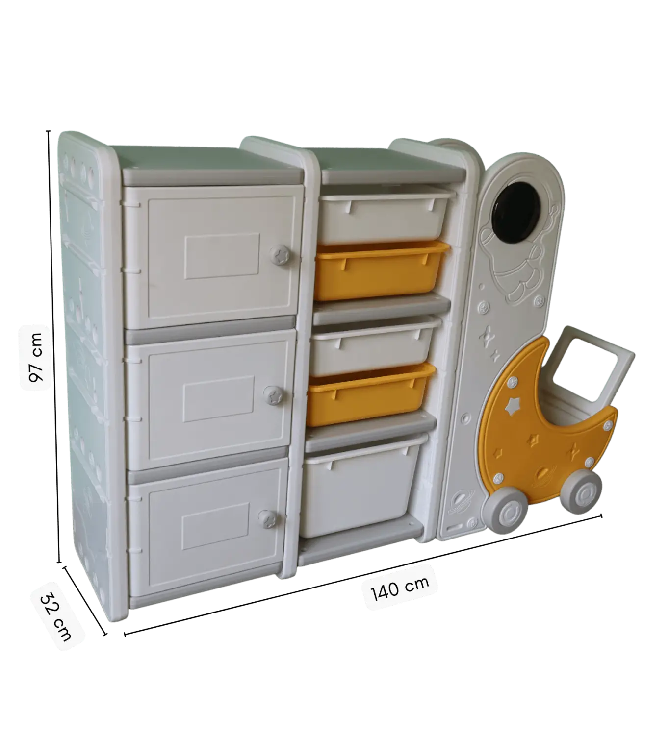 DImensions On Moon Organizer WIth Moon Cart | Miniture