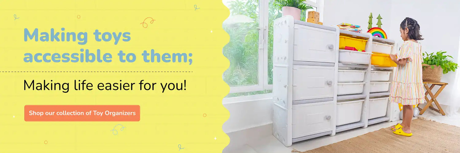 White toy storage units.